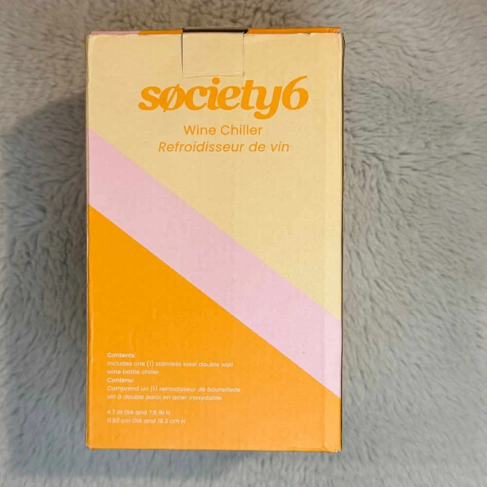Society6 Mod Wine Chiller Double Wall Stainless Steel‎ Orange Tan New In Box
